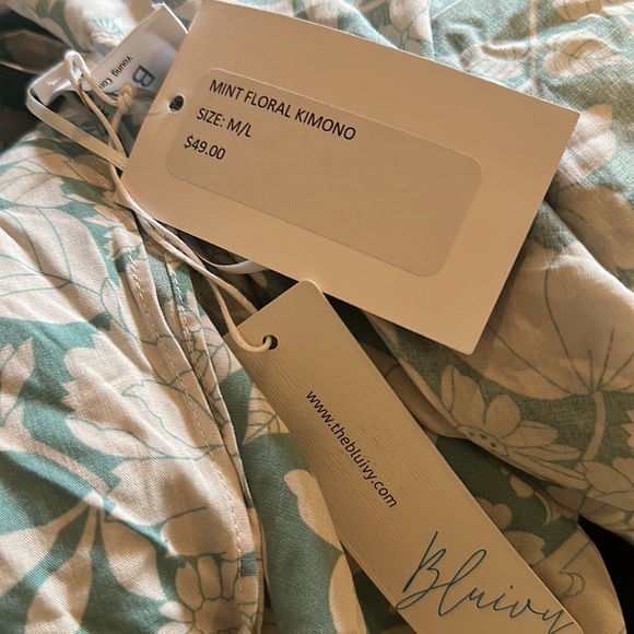 Bluivy Mint Floral Kimono / Duster / Cardigan Size M/L - Picture 10 of 13